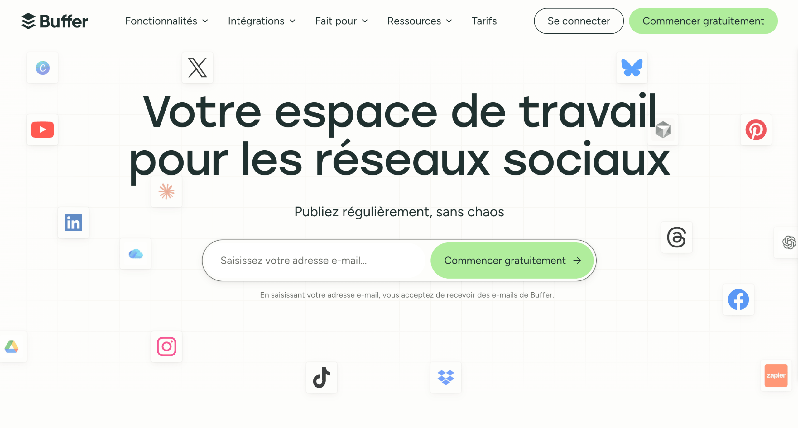 Buffer – page d'accueil Page d'accueil de Buffer