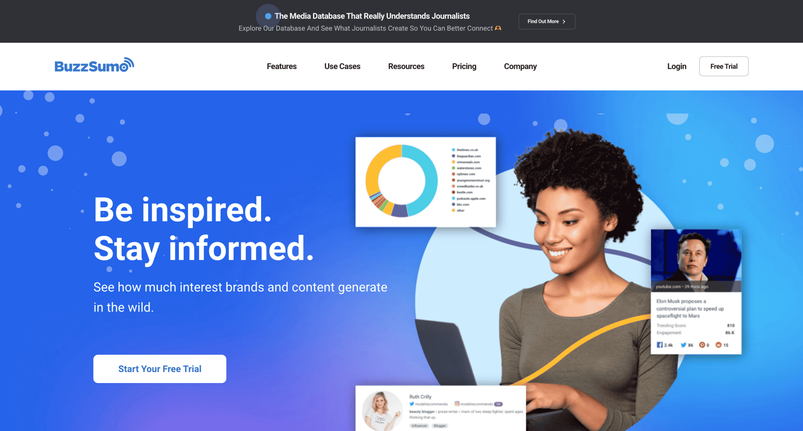 BuzzSumo – page d'accueil Page d'accueil de BuzzSumo
