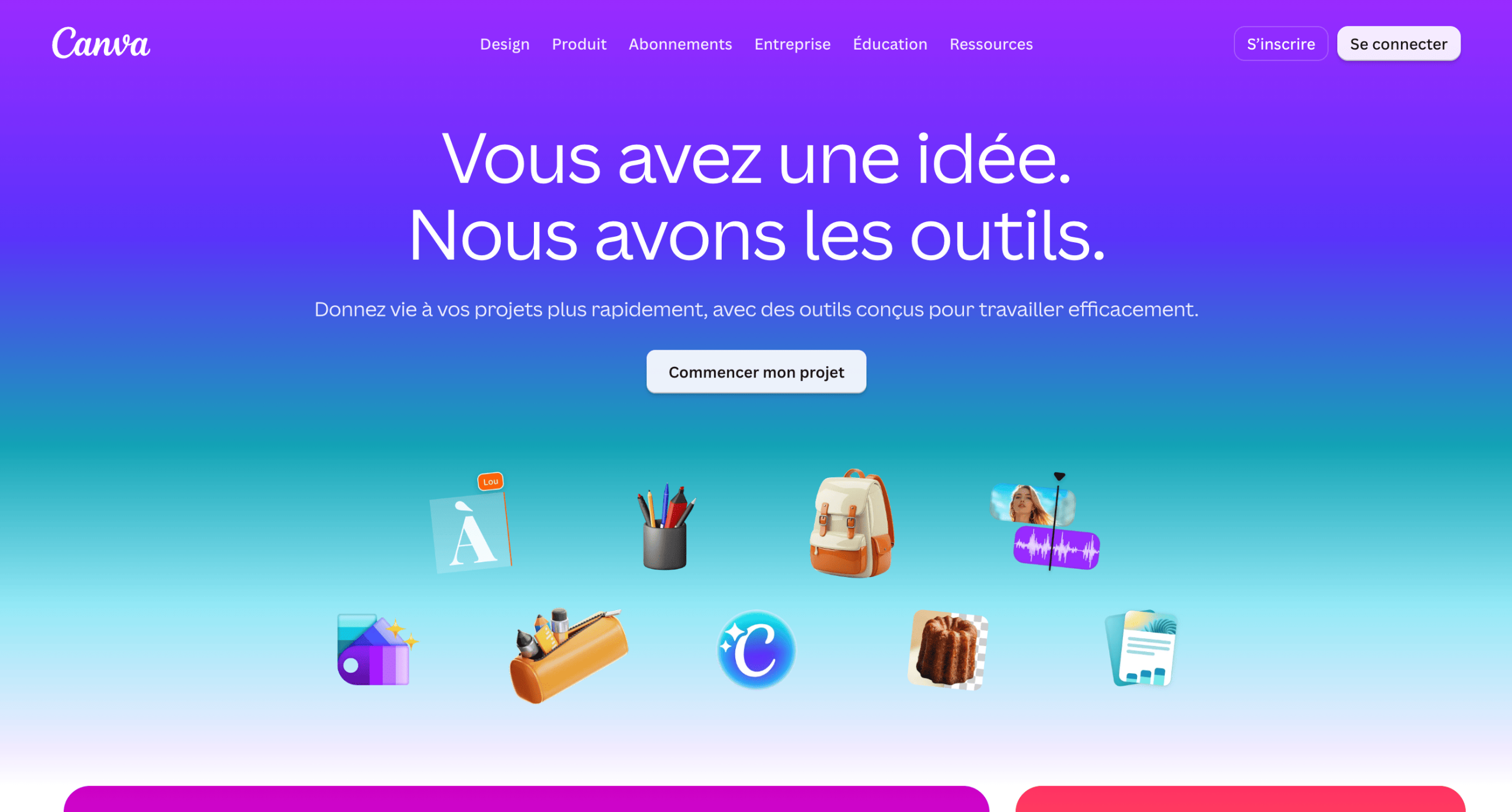 Canva – page d'accueil Page d'accueil de Canva