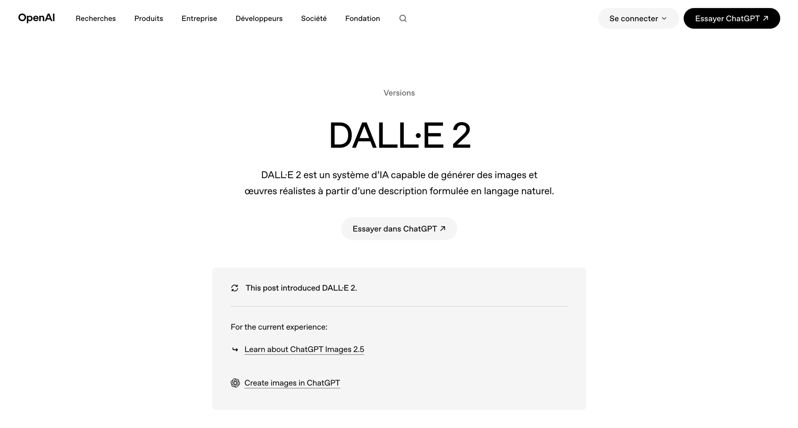 DALL·E 2 – page d'accueil Page d'accueil de DALL·E 2