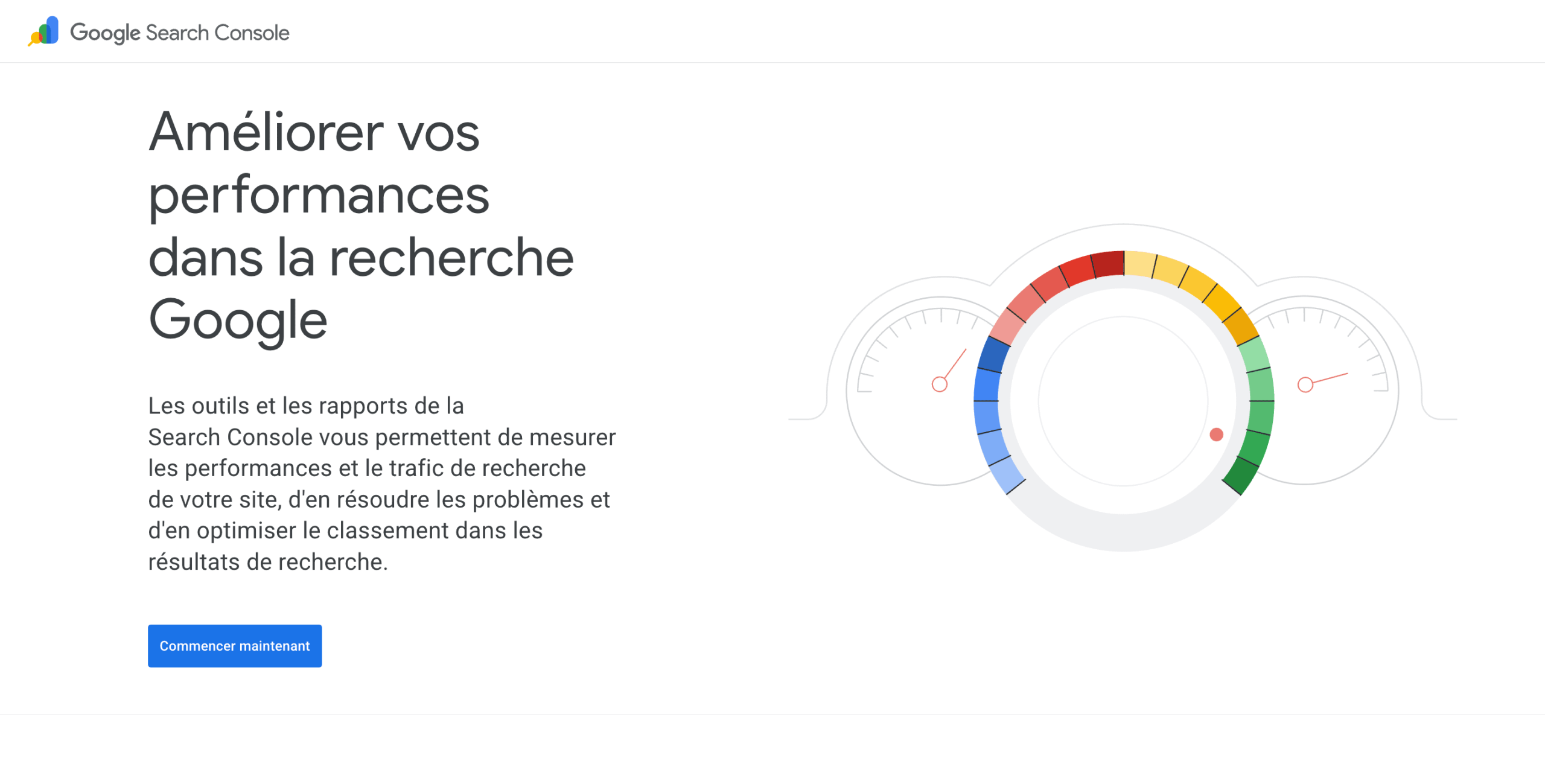 Google Search Console – page d'accueil Page d'accueil de Google Search Console