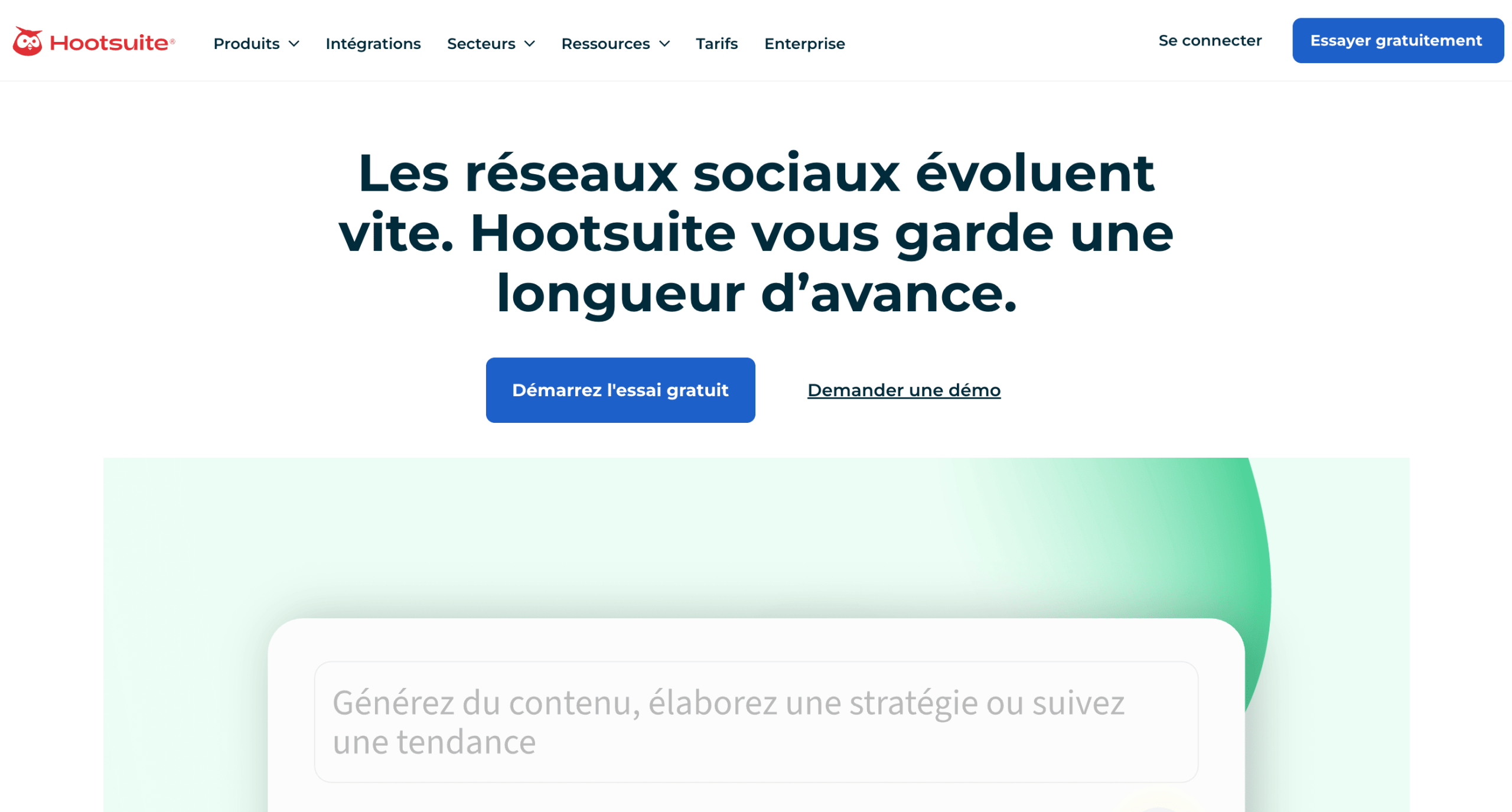Hootsuite – page d'accueil Page d'accueil de Hootsuite