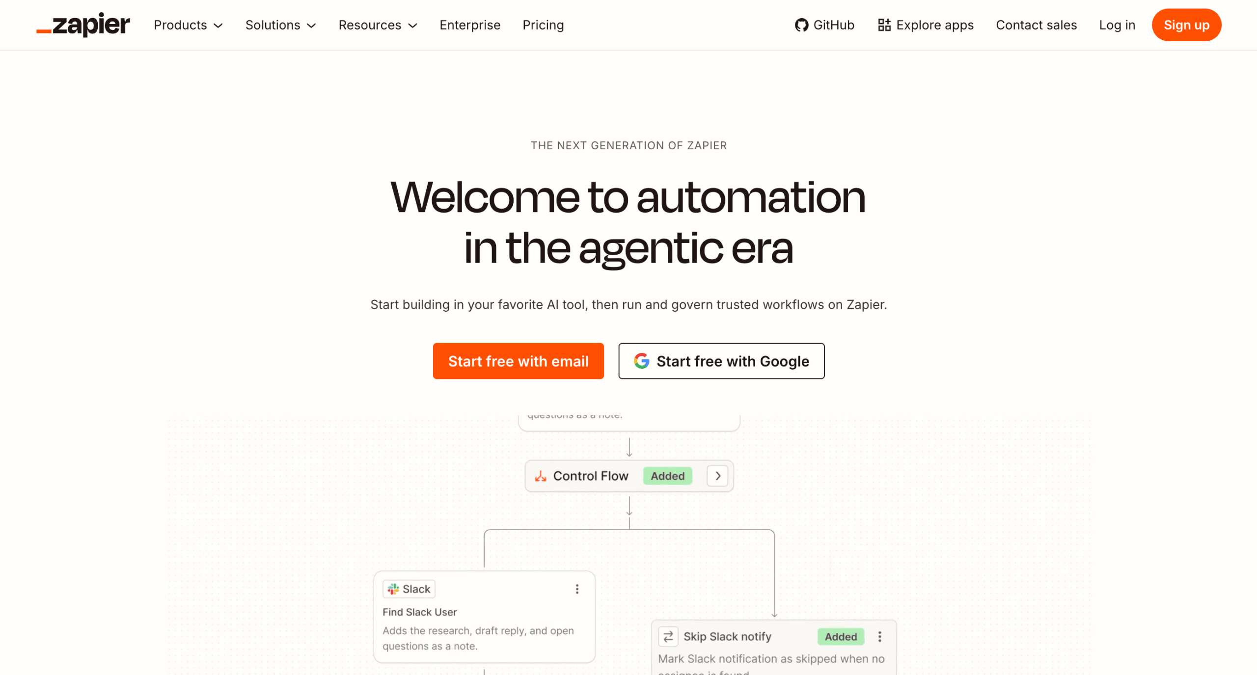 Zapier – page d'accueil Page d'accueil de Zapier