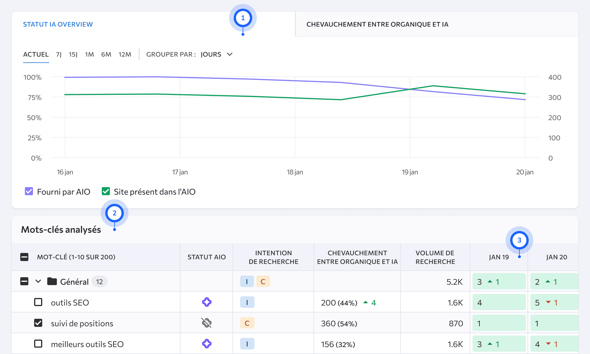 Plus de stats sur les AI Overviews