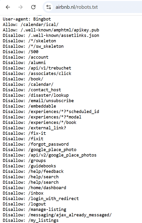 Airbnb robots.txt