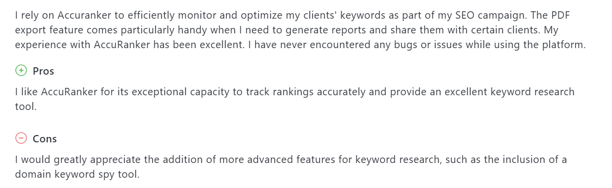 Gebruikersrecensies over AccuRanker op Capterra