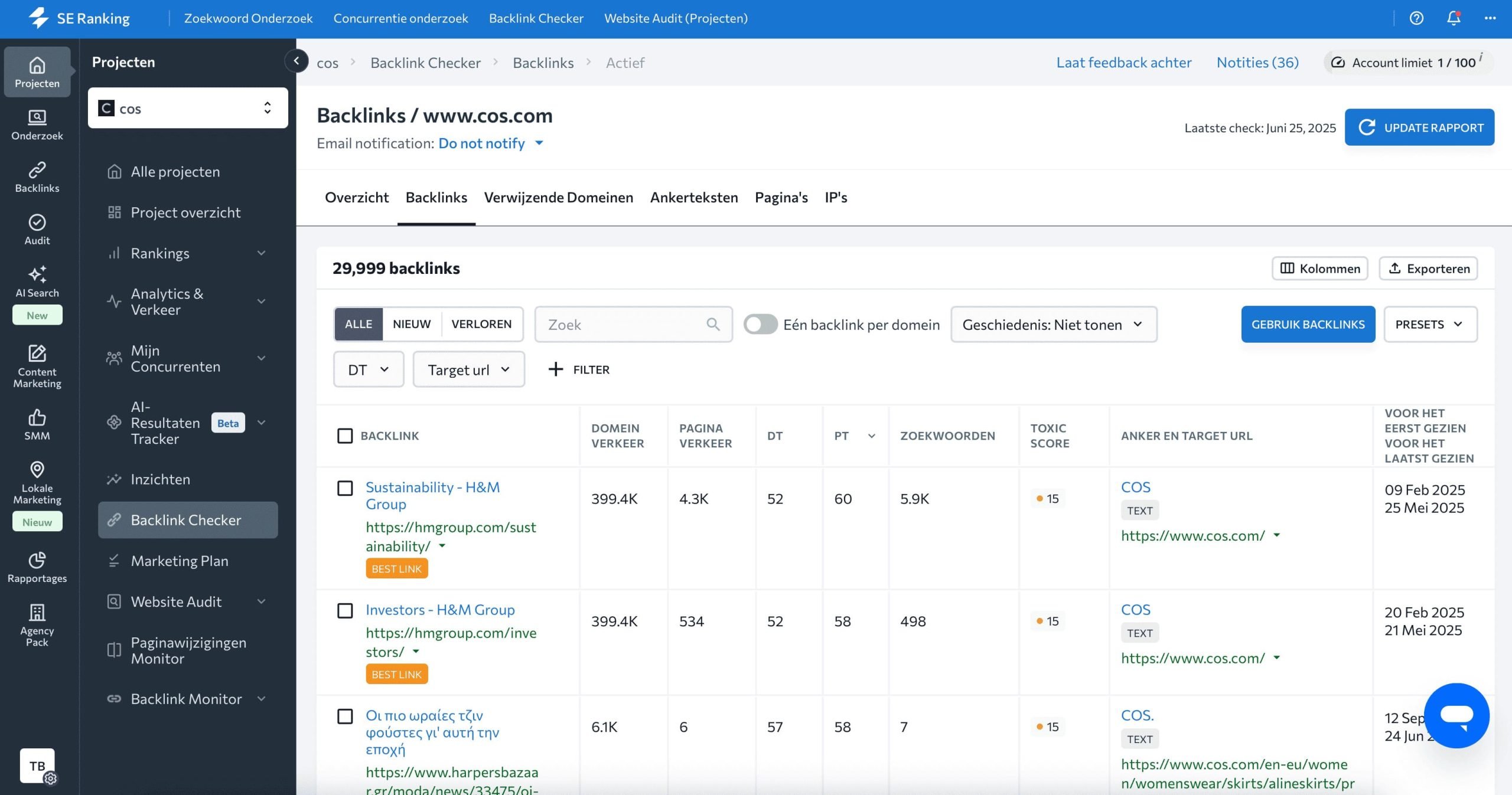 Backlinks Report 