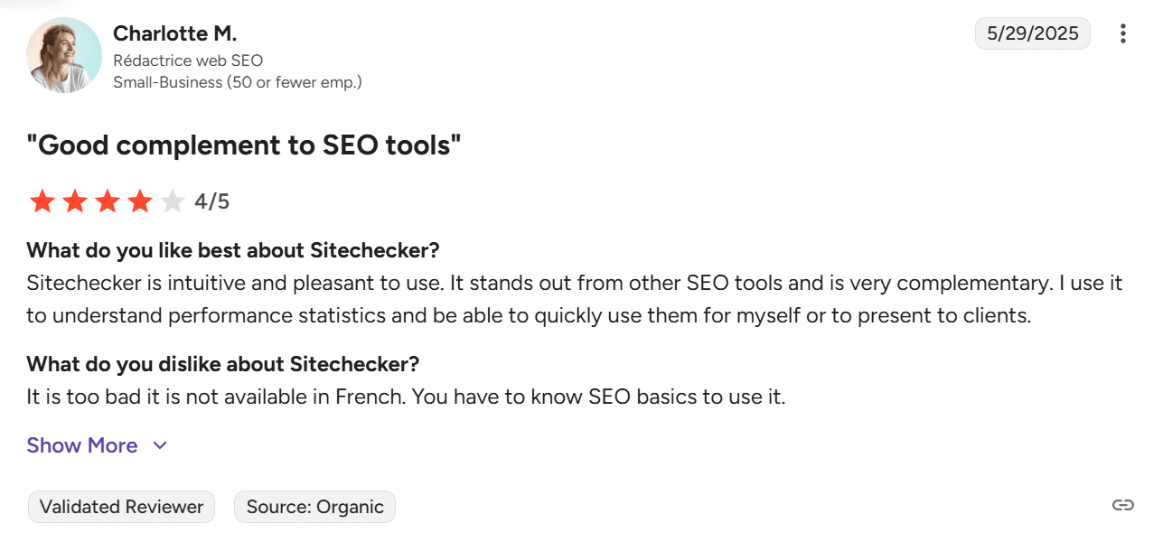 Gebruikersrecensies over Sitechecker op G2