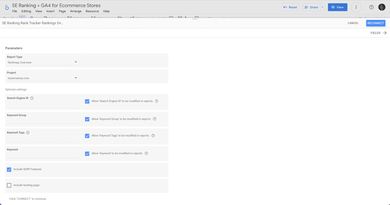 Connecting GA4 to Ecommerce template