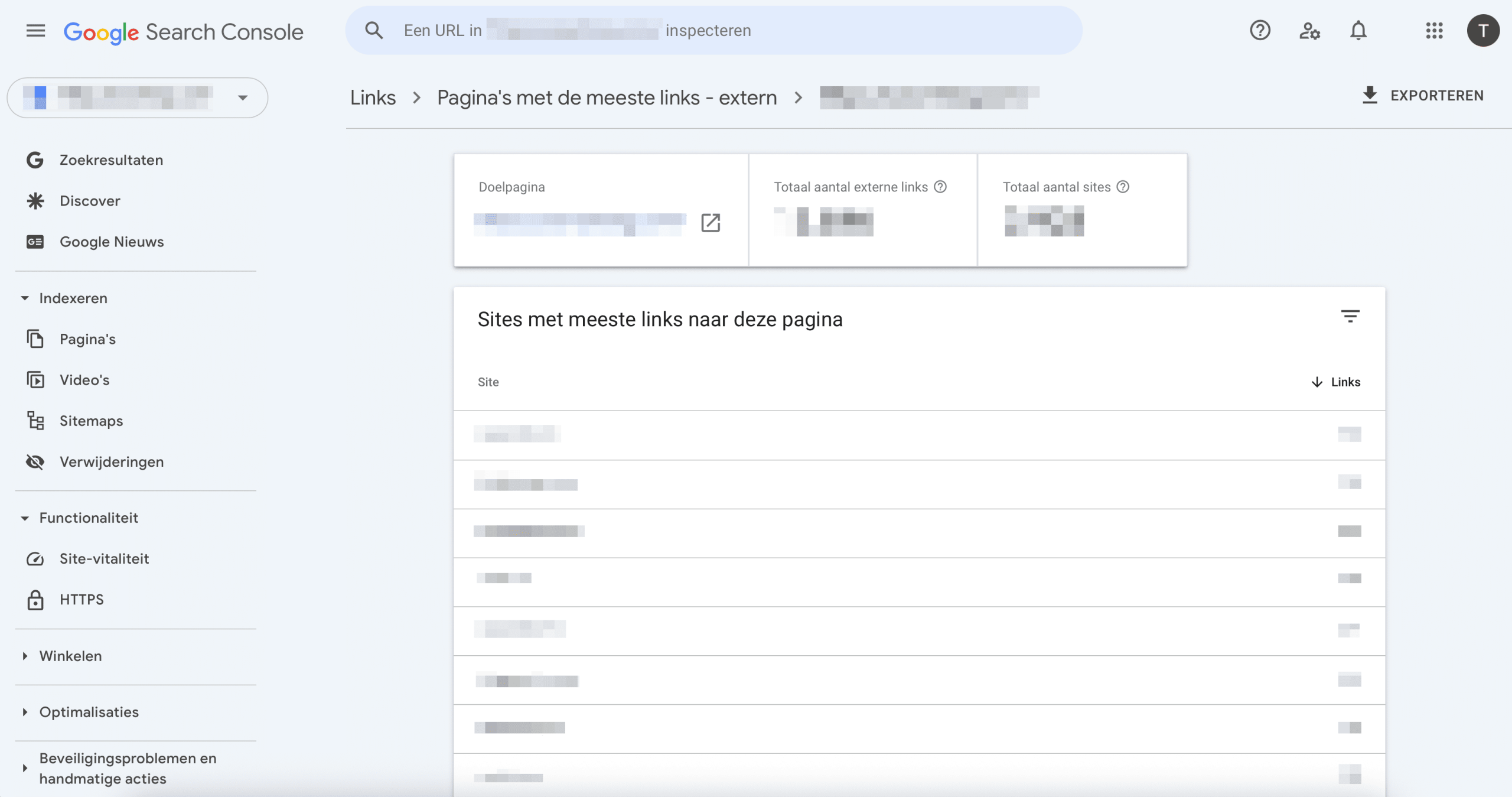 Top sites linking to target page