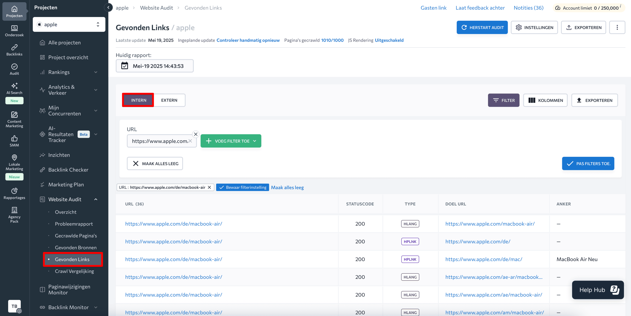 Screenshot of competitor comparison in SE Ranking