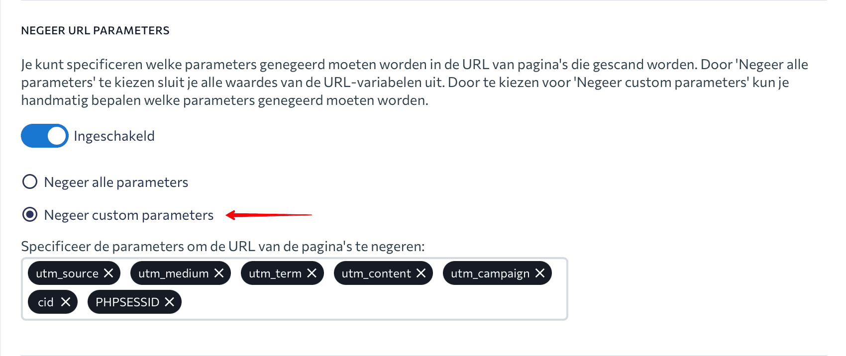 Ignore custom parameters option