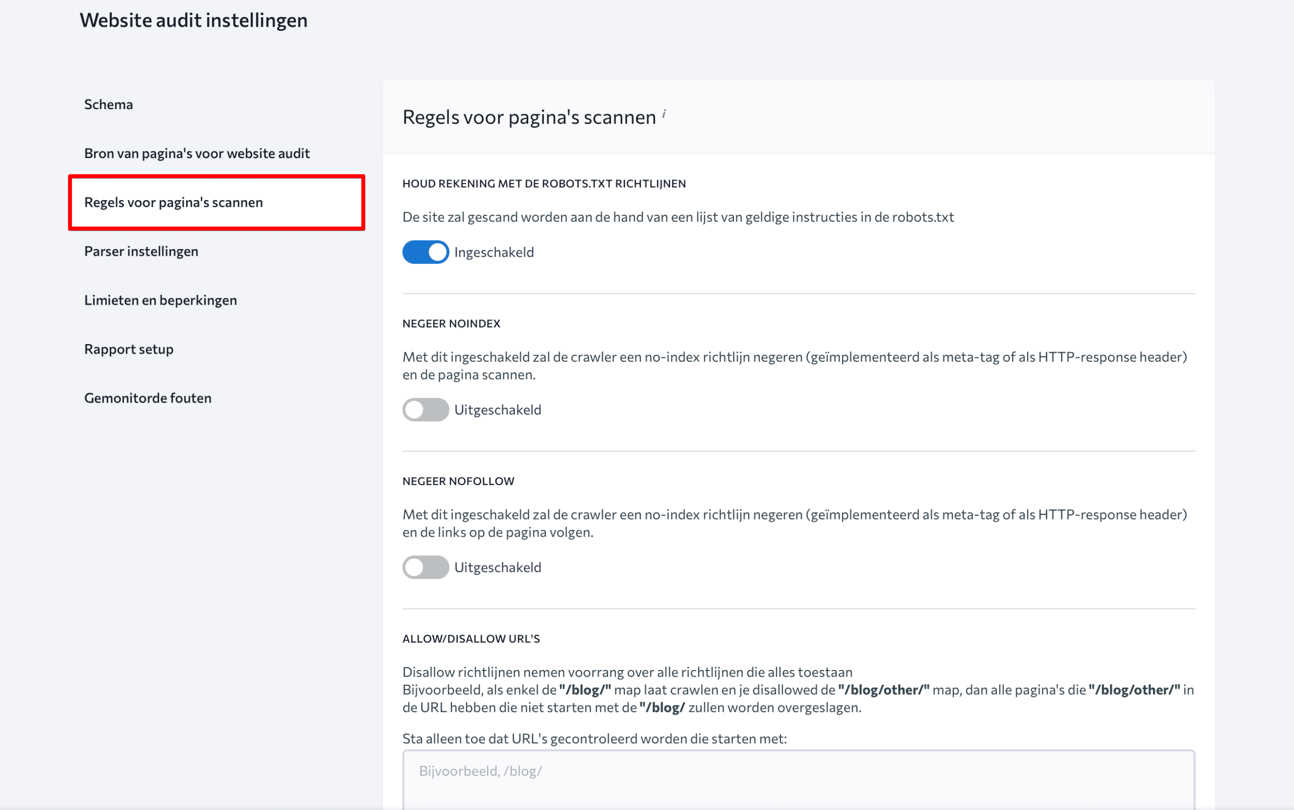 Rules for scanning pages