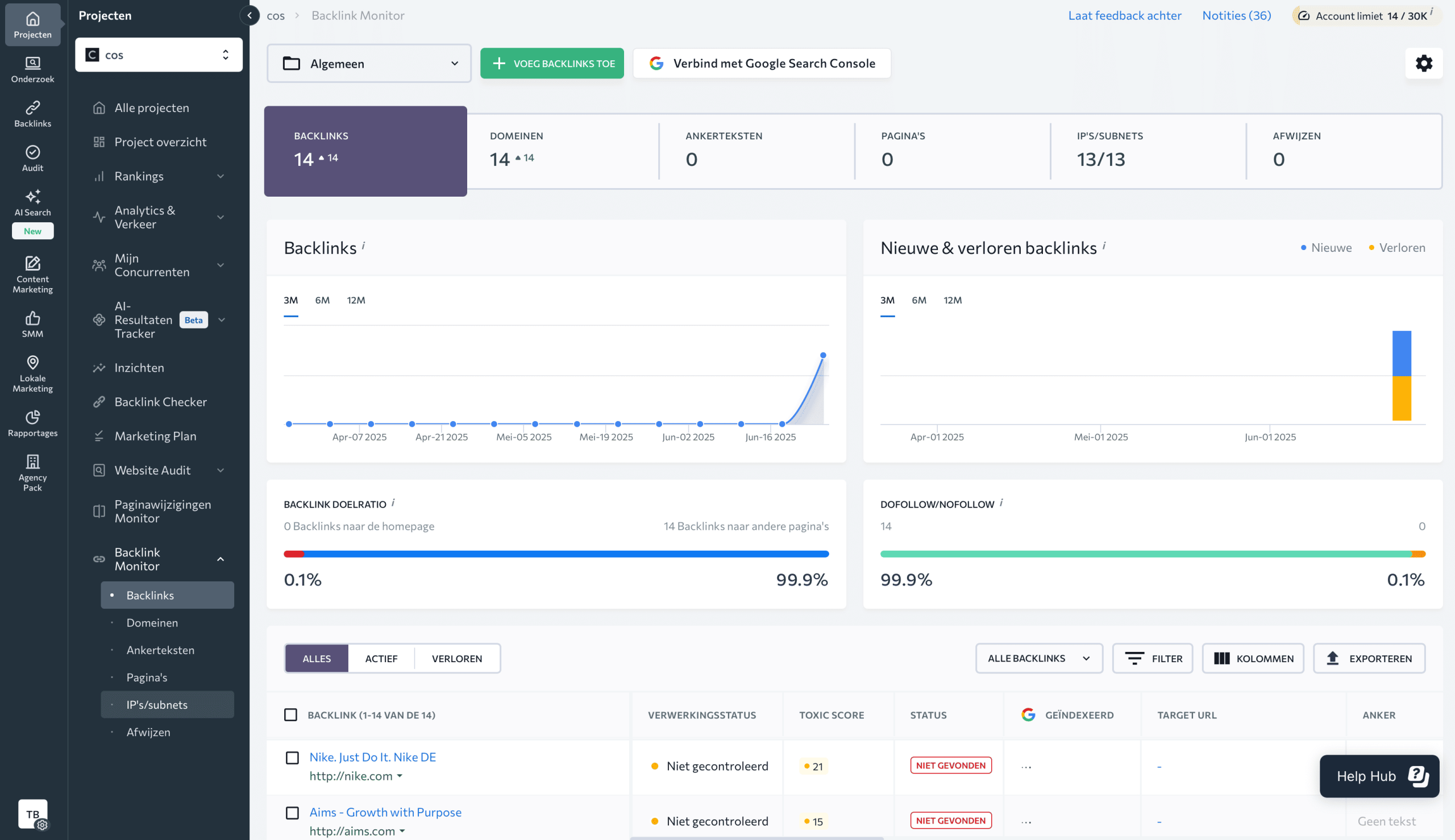 Tool for backlink monitoring