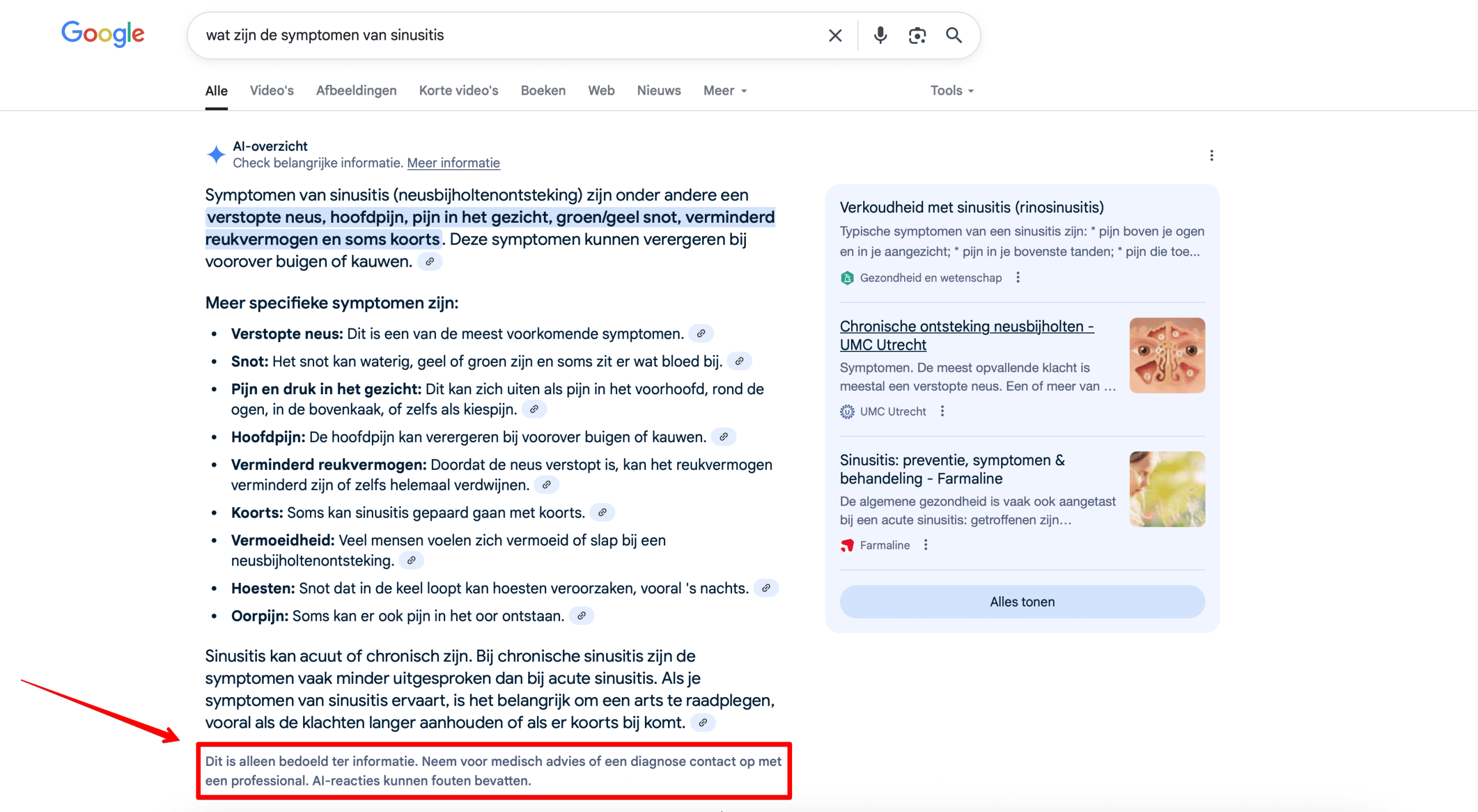 AIOs disclaimers for YMYL (Your Money or Your Life) queries