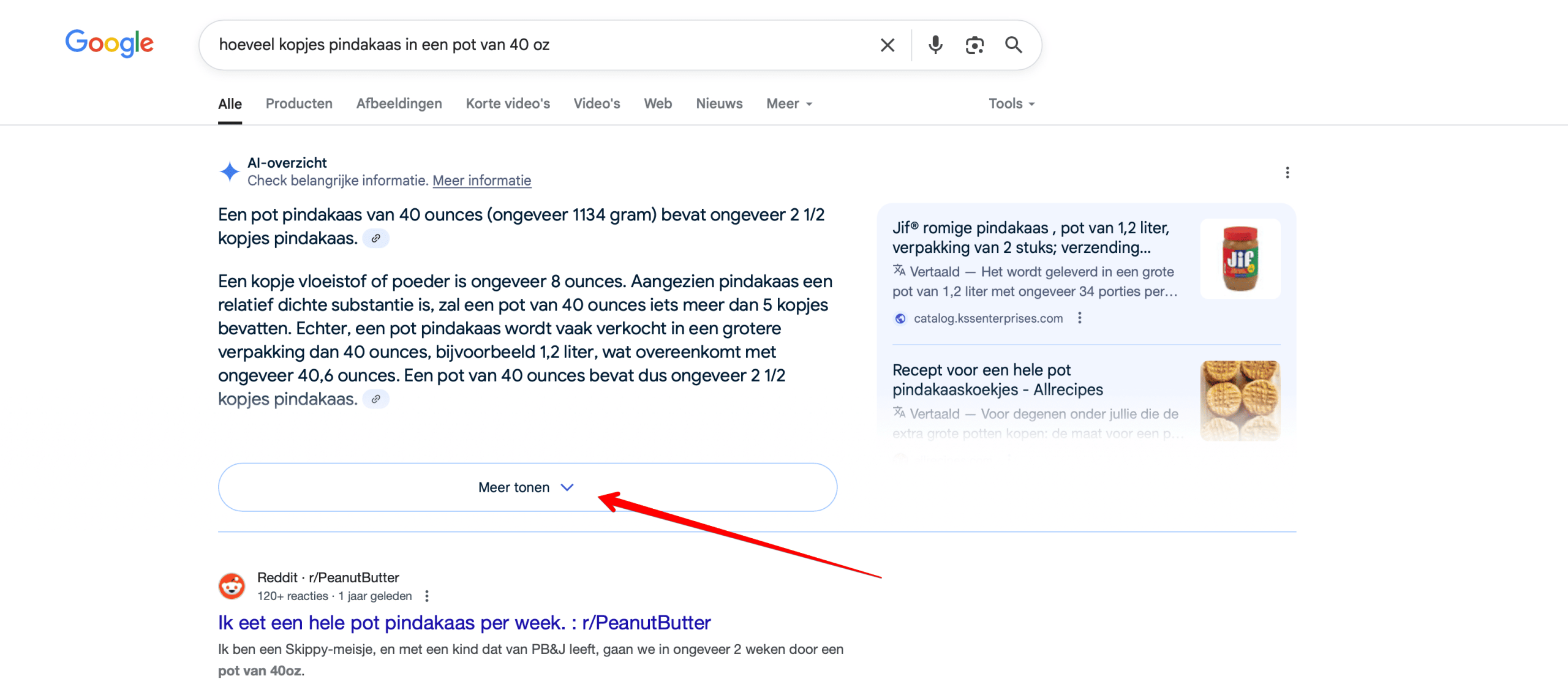 Show more button in AI Overviews