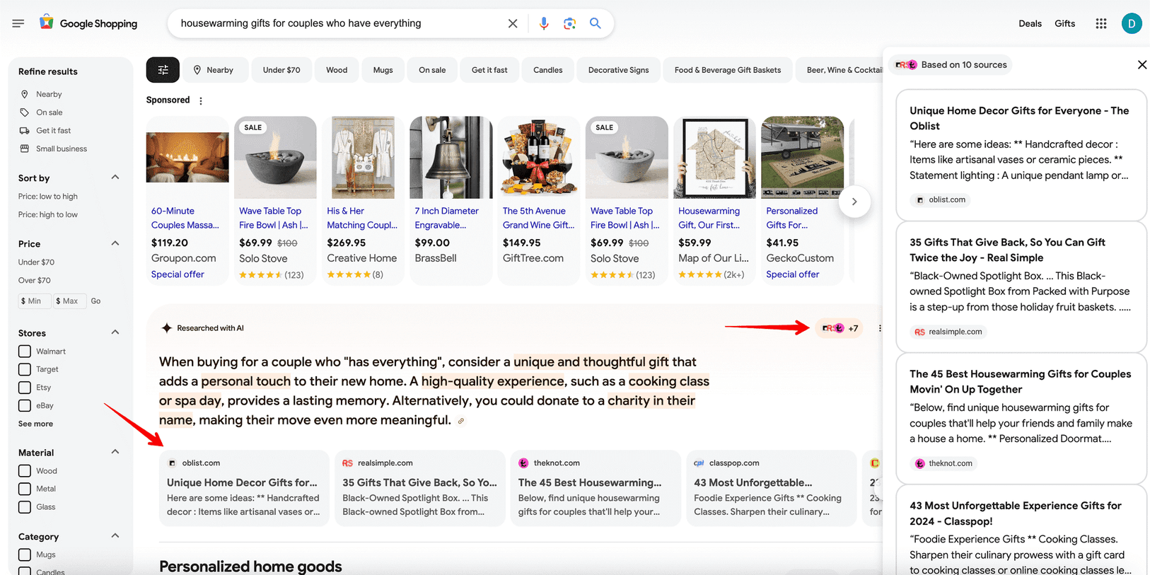 Google Shopping met AI-overzichten
