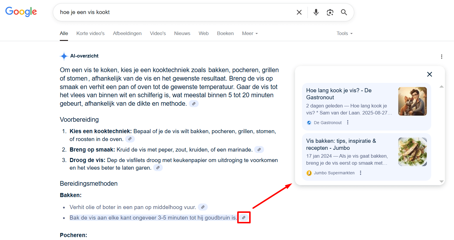 Links in het AI-overzicht van Google