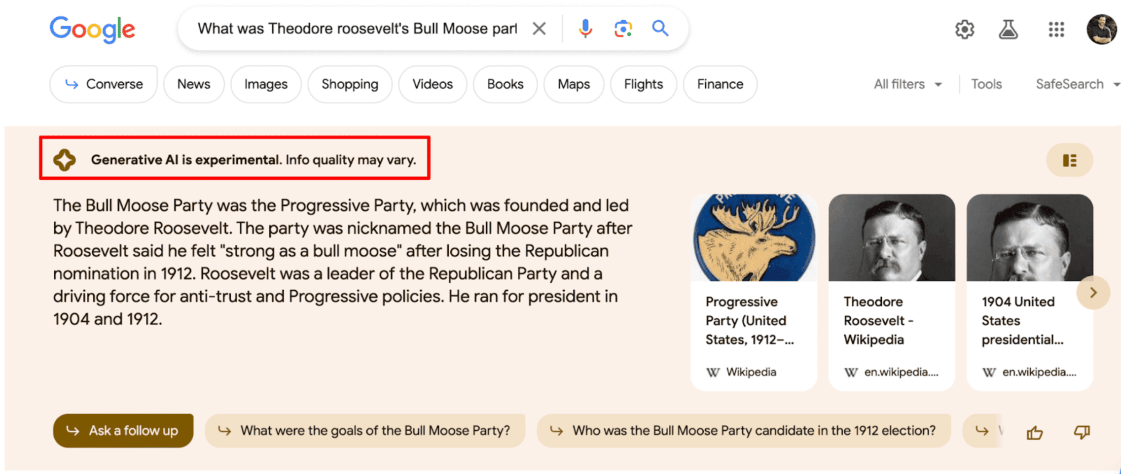 Door AI gegenereerd antwoord in Google (2023)