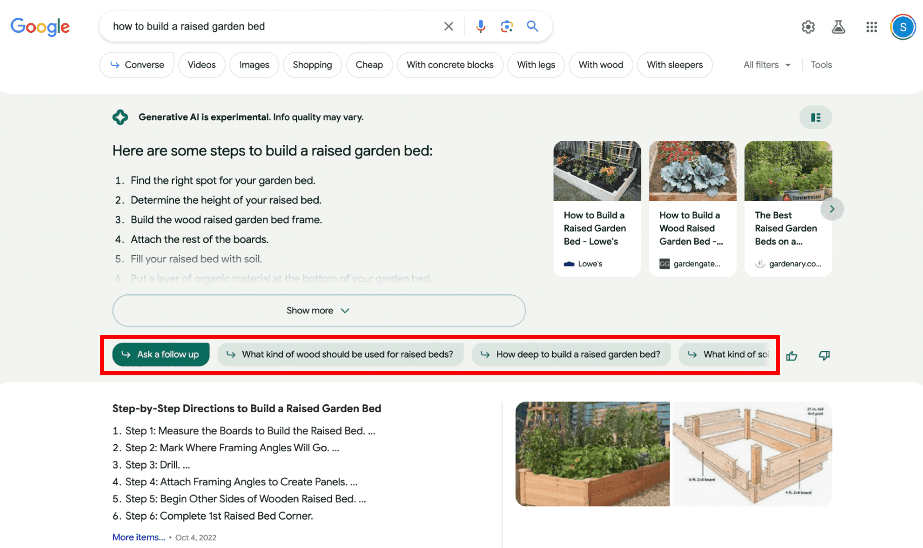 Vraag een vervolgknop in Google's SGE