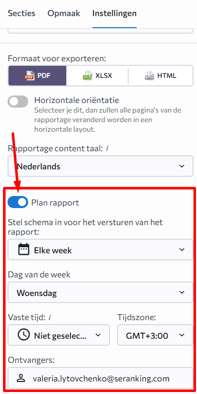Geautomatiseerde rapportage in SE Ranking