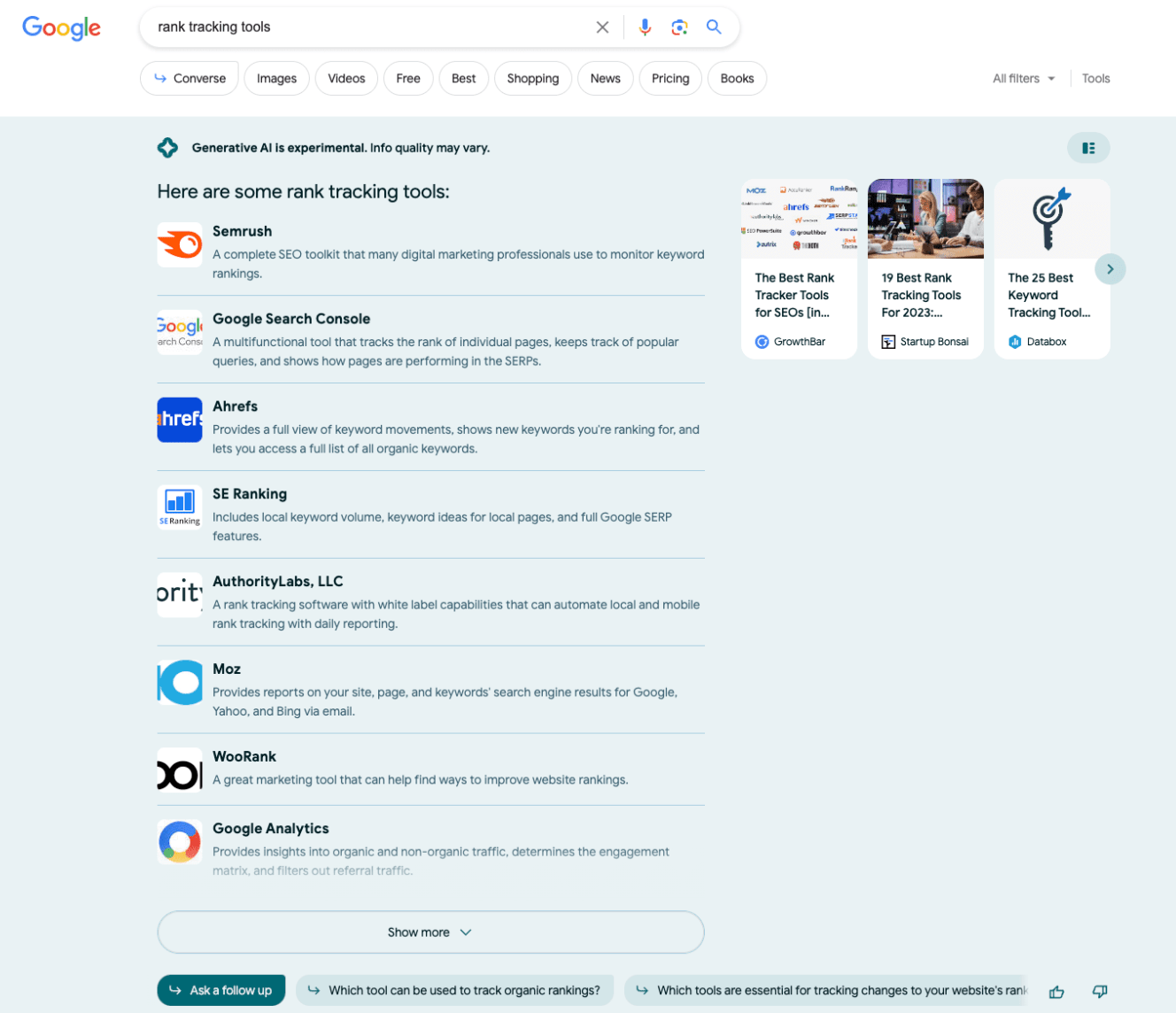Lijsten in Google SGE