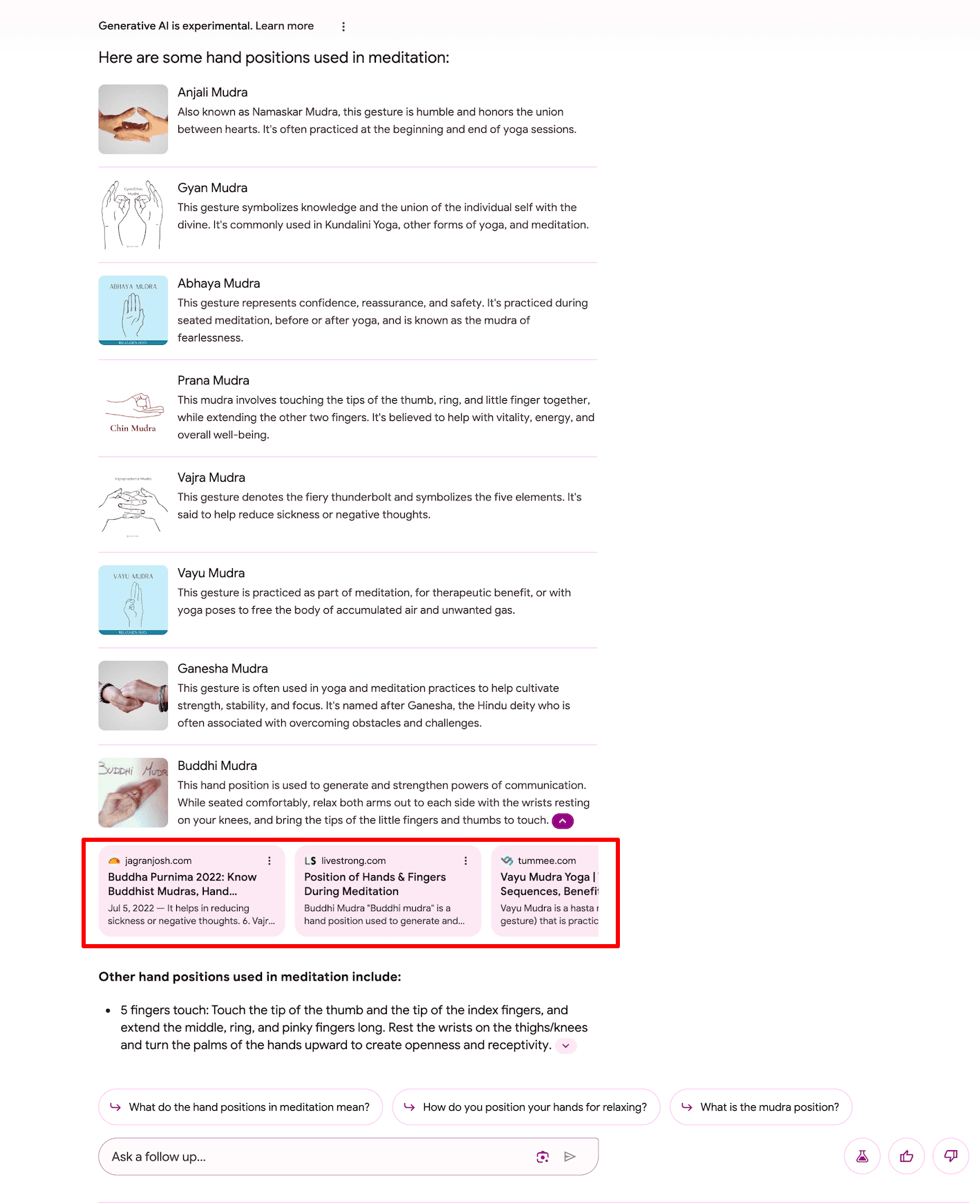Carrousels met links in Google SGE