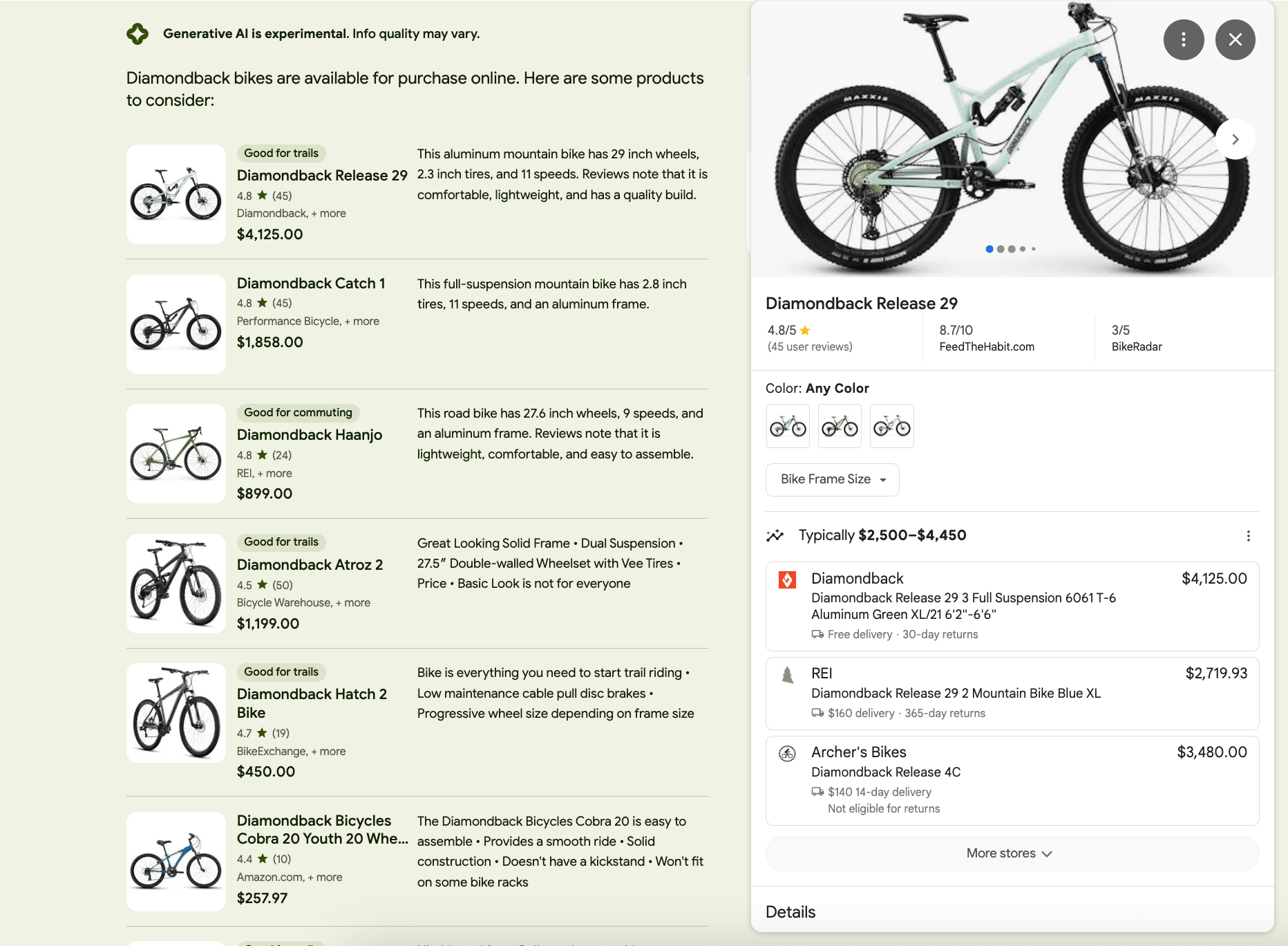 Productbeschrijvingen in Google SGE