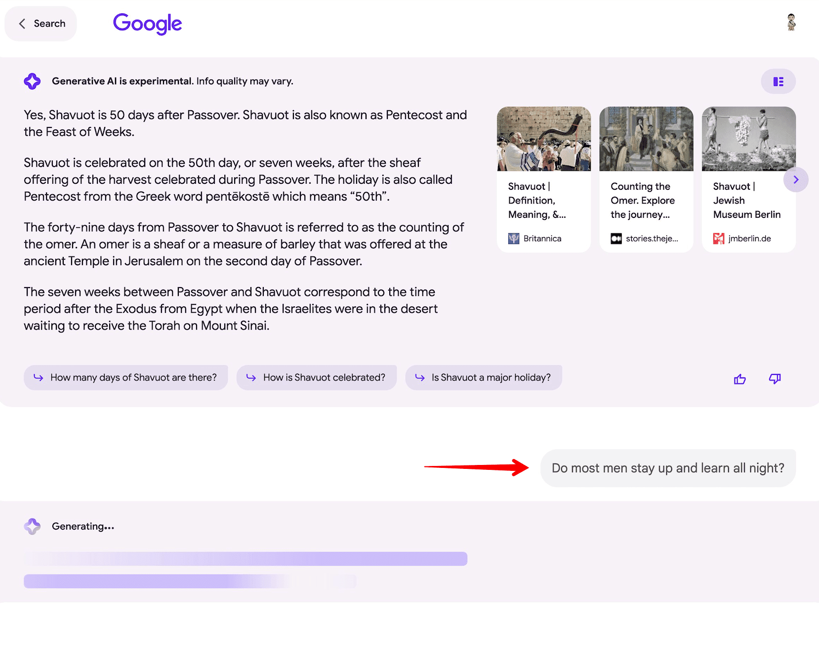 Vervolgvragen in Google's SGE