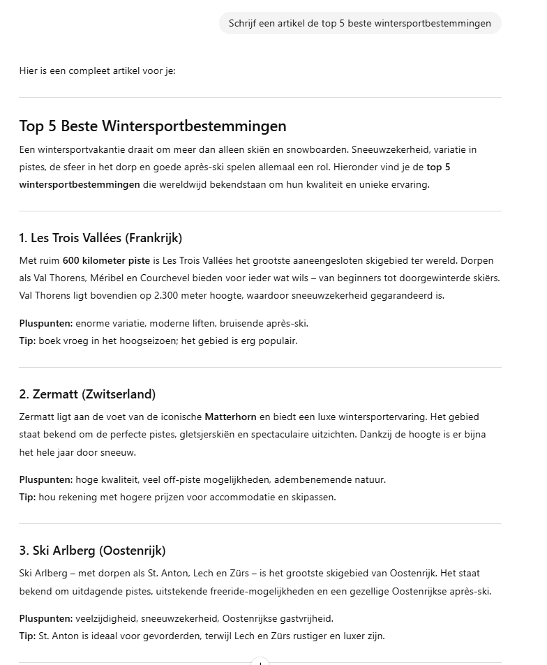 Tekst genereren in ChatGPT
