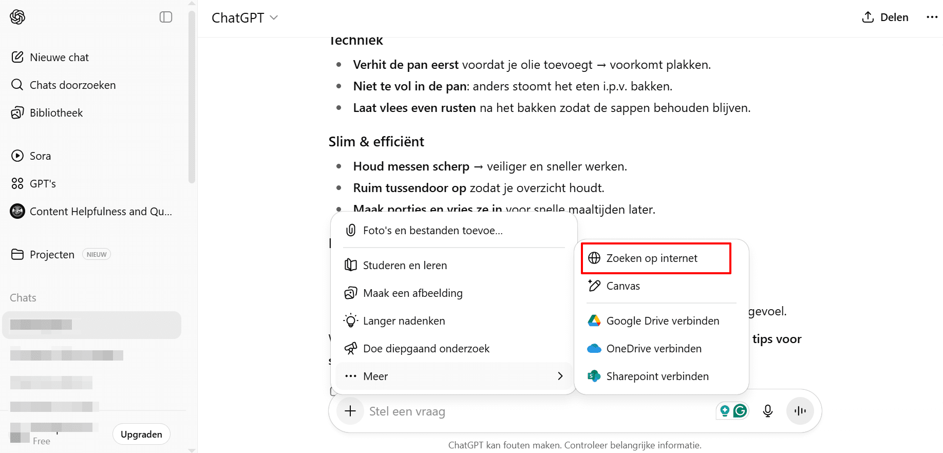 Webbrowser-modus in ChatGPT