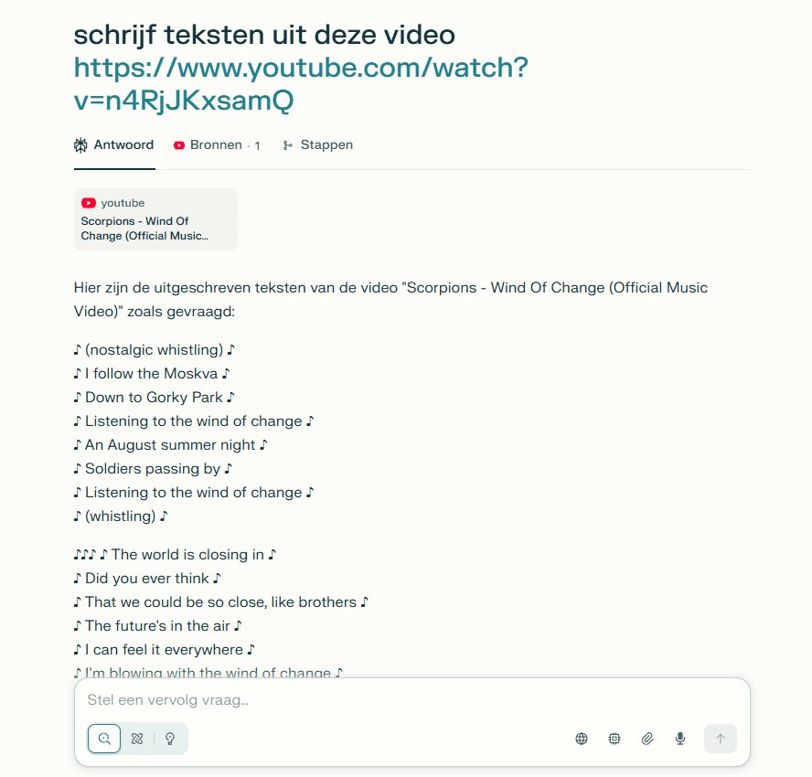 Werken met audio- en videobestanden in Perplexity AI