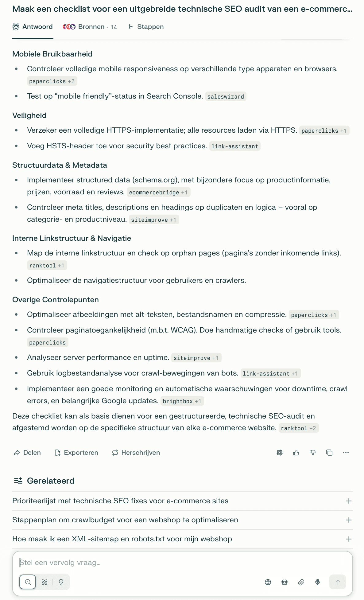 Checklist voor technische SEO-audit (Perplexity)