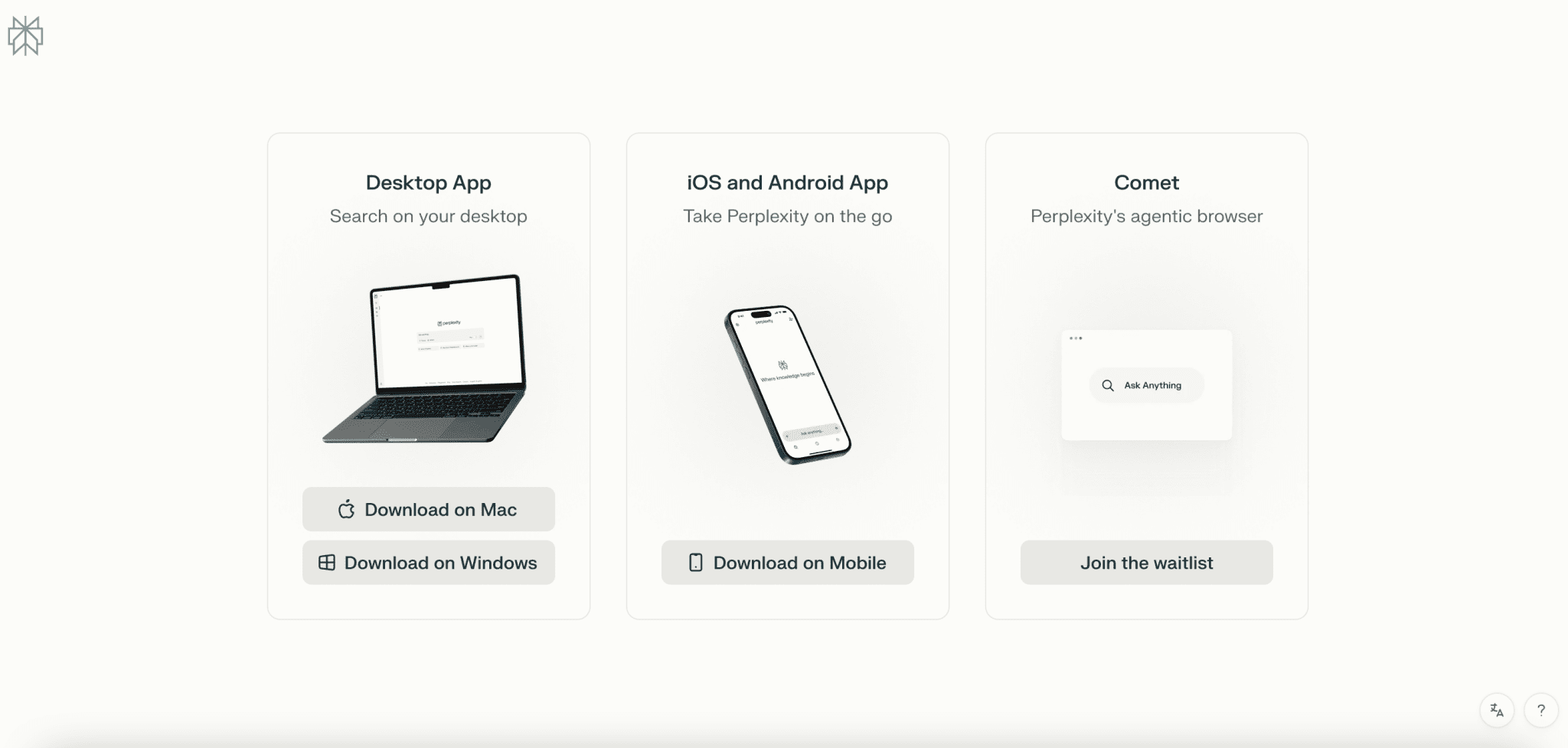 Perplexity AI biedt een desktopversie, een mobiele app en een browserextensie.