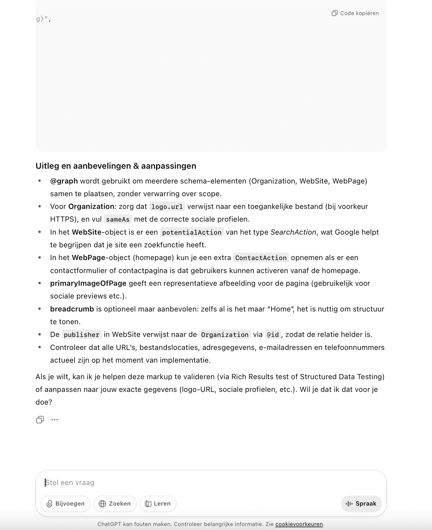 Schema-markup genereren (ChatGPT)