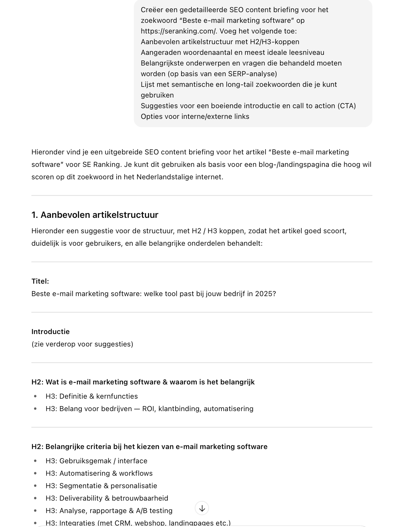 SEO-briefing maken in ChatGPT