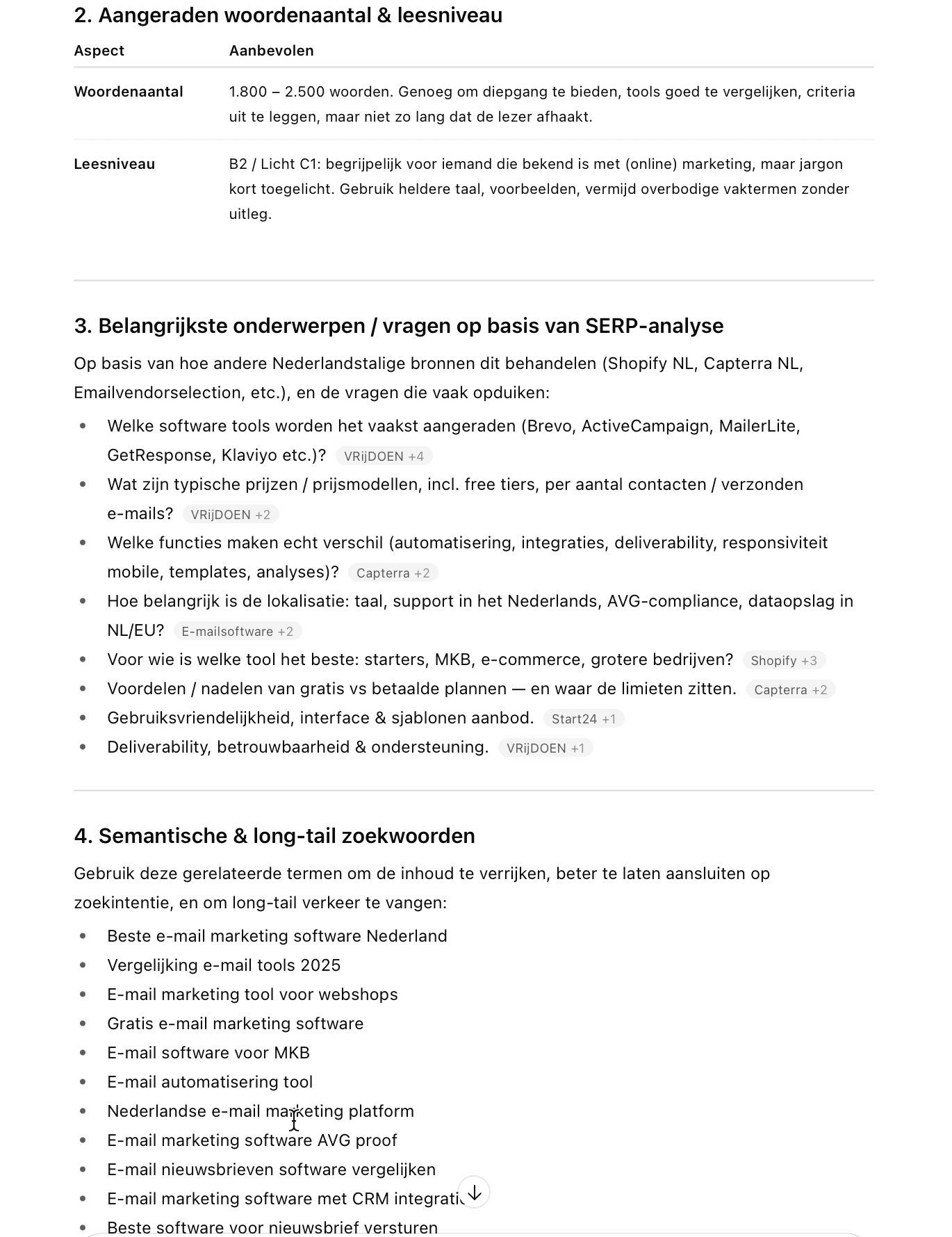 SEO-briefing in ChatGPT