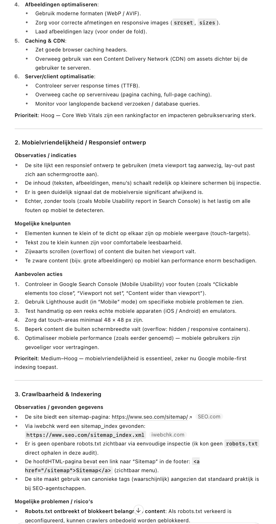 Technical SEO audit in ChatGPT