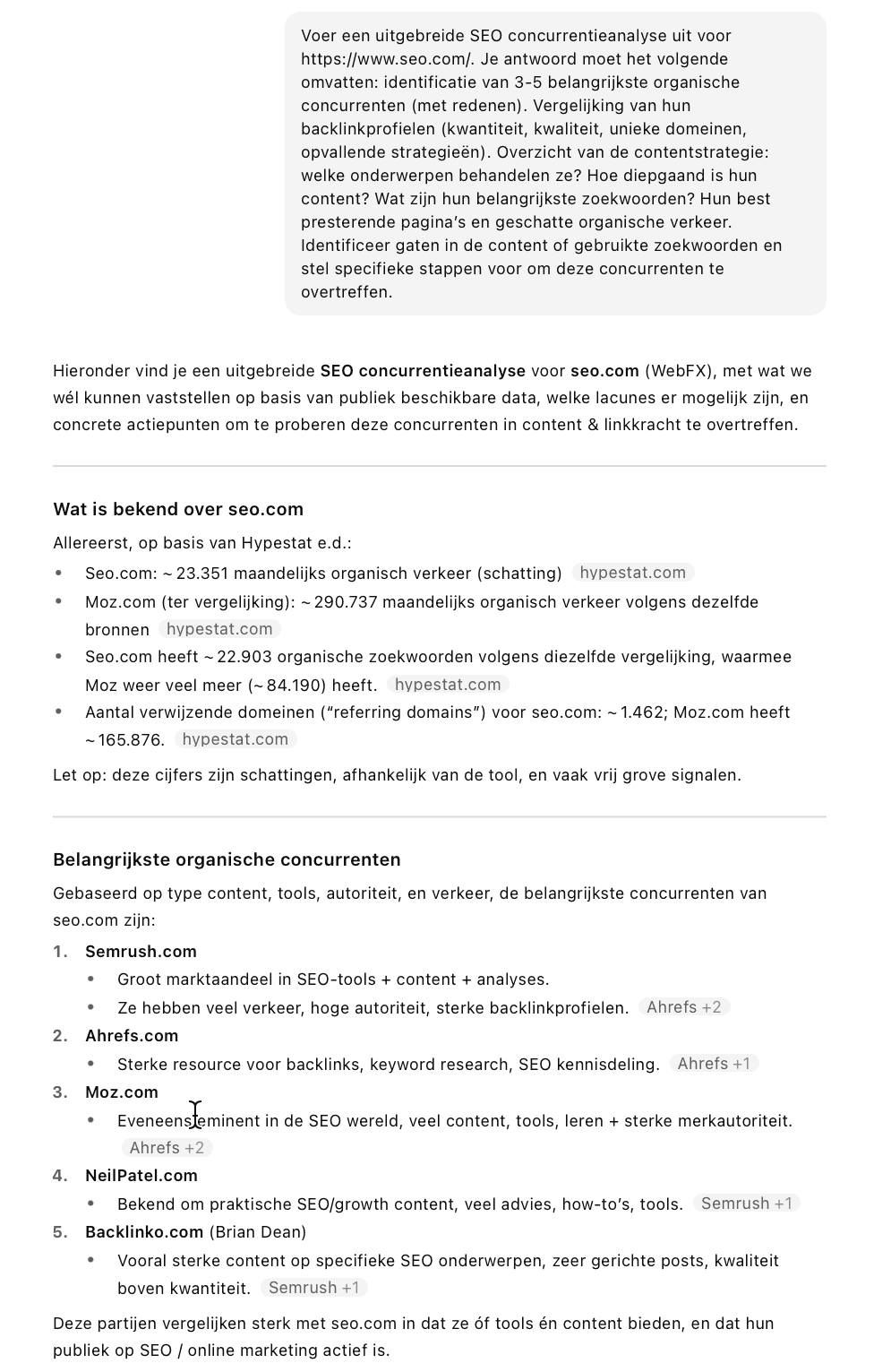 SEO-concurrentieanalyse uitvoeren met ChatGPT