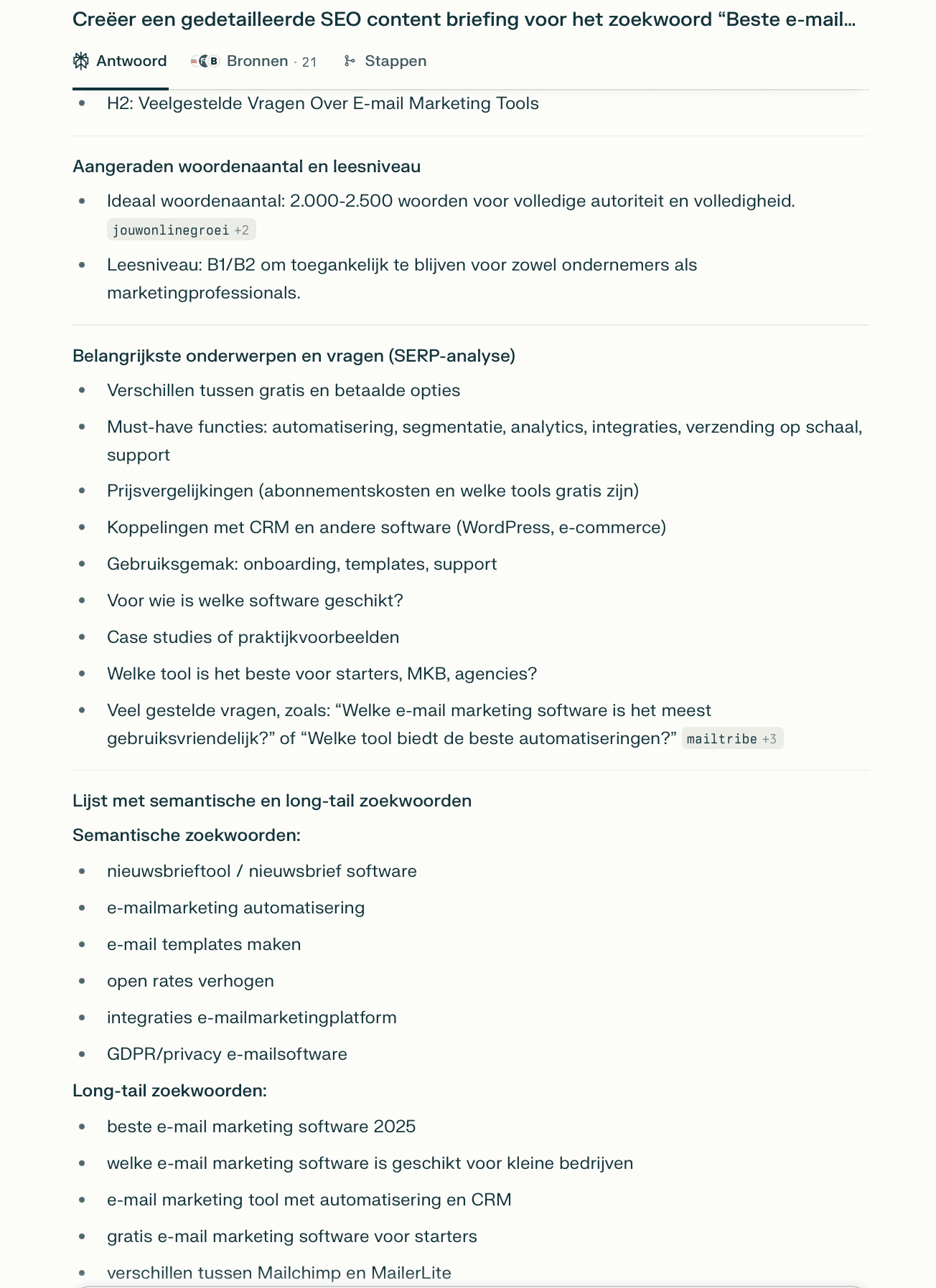 SEO-briefing maken met Perplexity AI