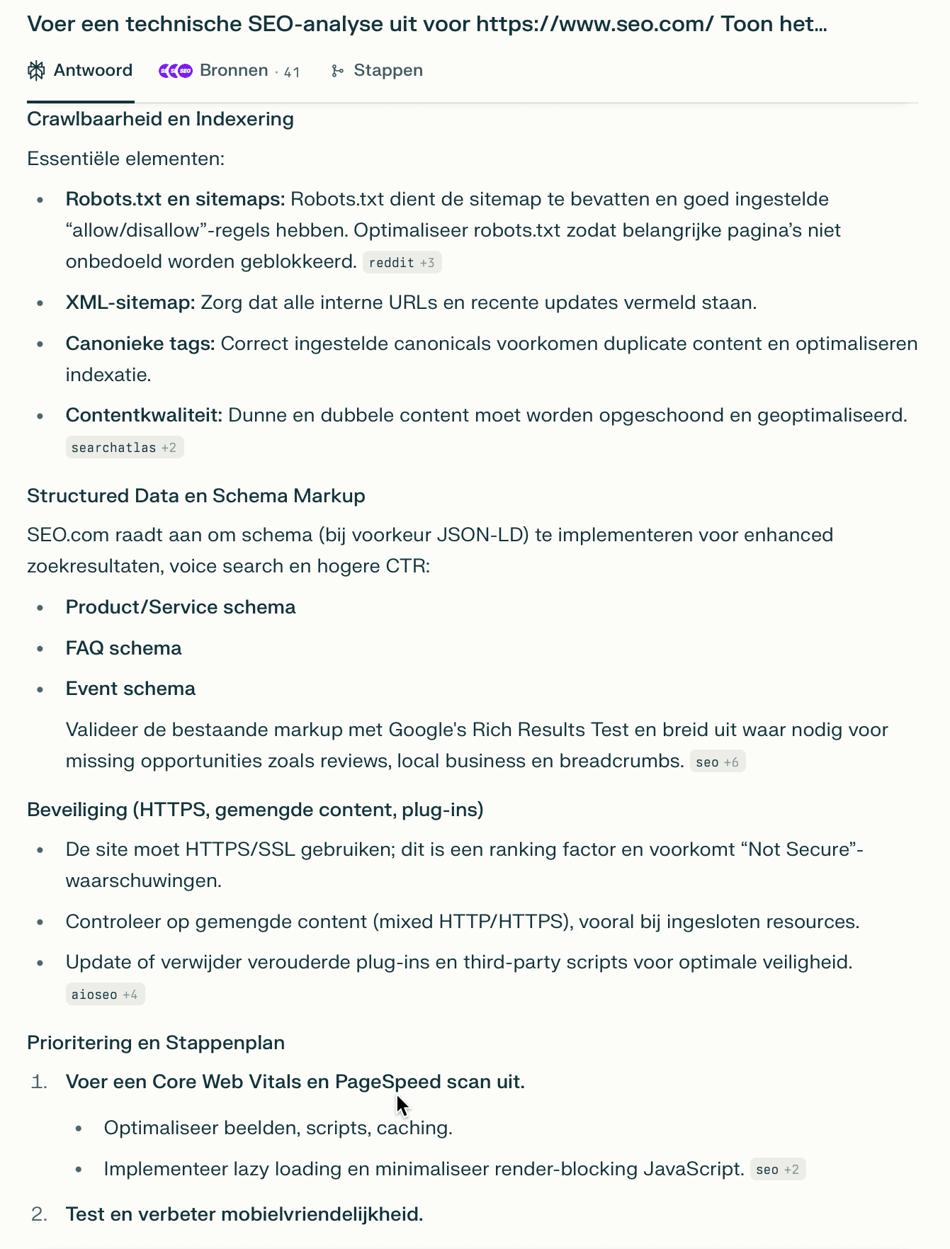 Technische SEO-audit met Perplexity