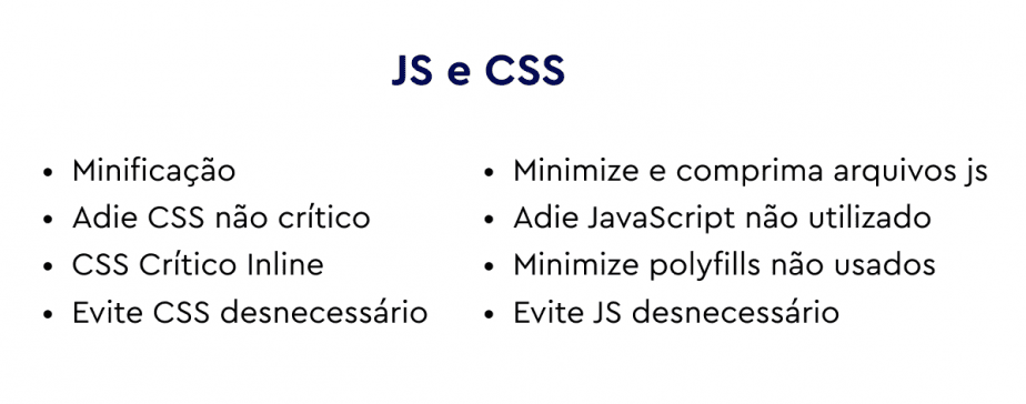 Recomendações em JavaScript e CSS