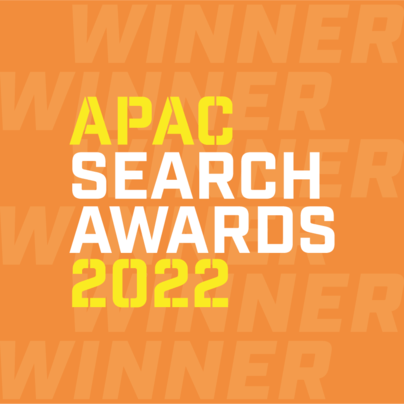 APAC 2022 Search Awards winner