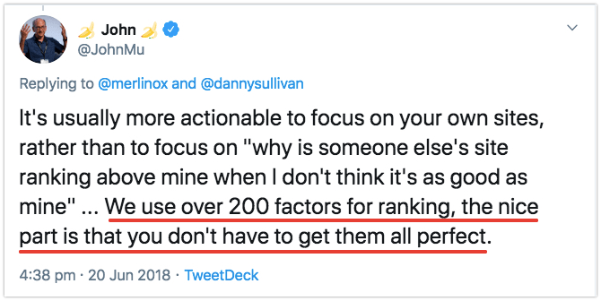 Keyword stuffing tweet from John Mueller