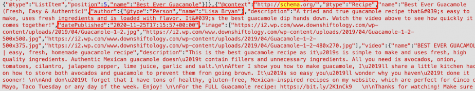 recipe markup code