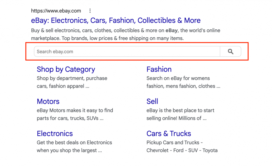 SITELINKS SEARCH BOX