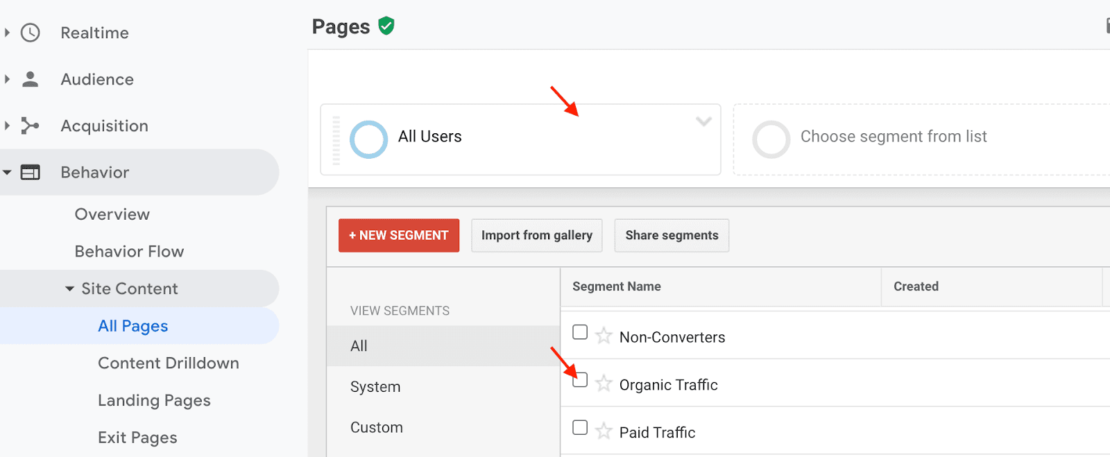 Utilisation des segments dans Universal Analytics