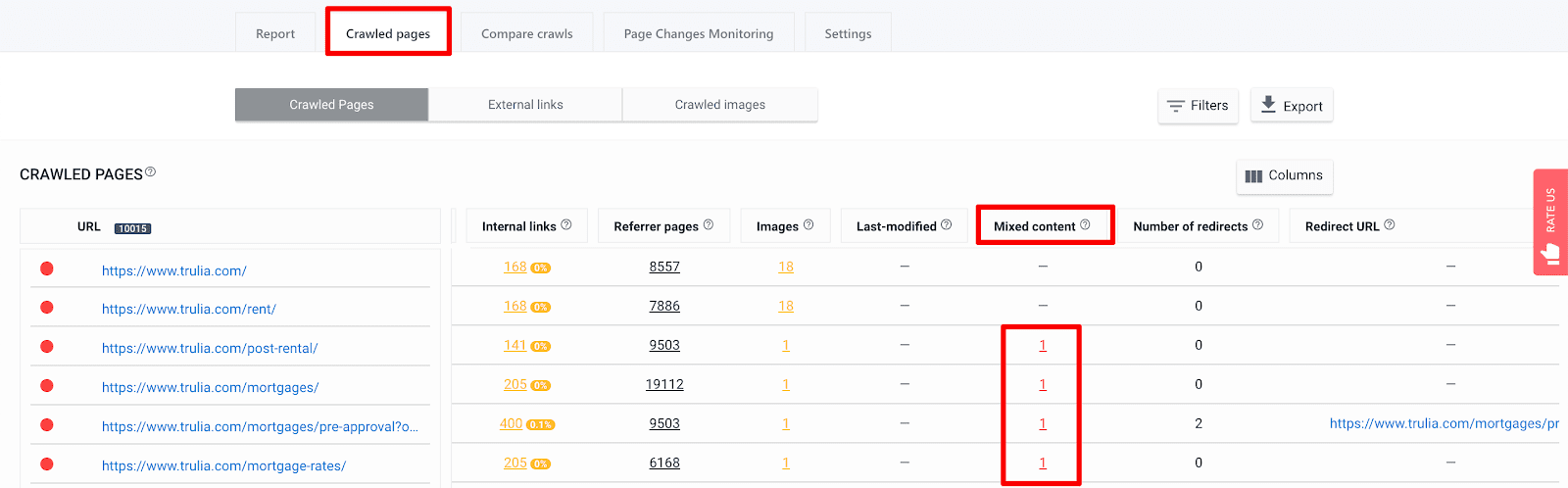 Mixed content errors in SE Ranking's Website Audit