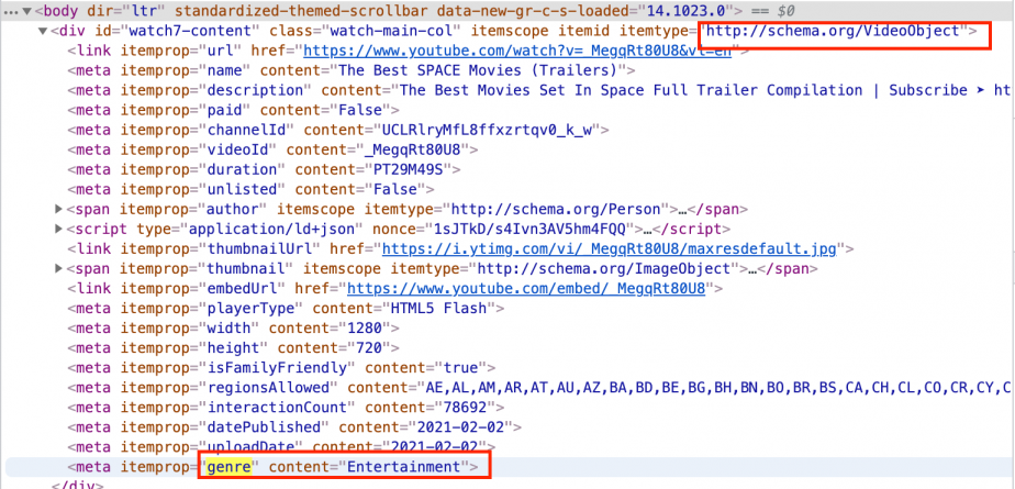 video markup code