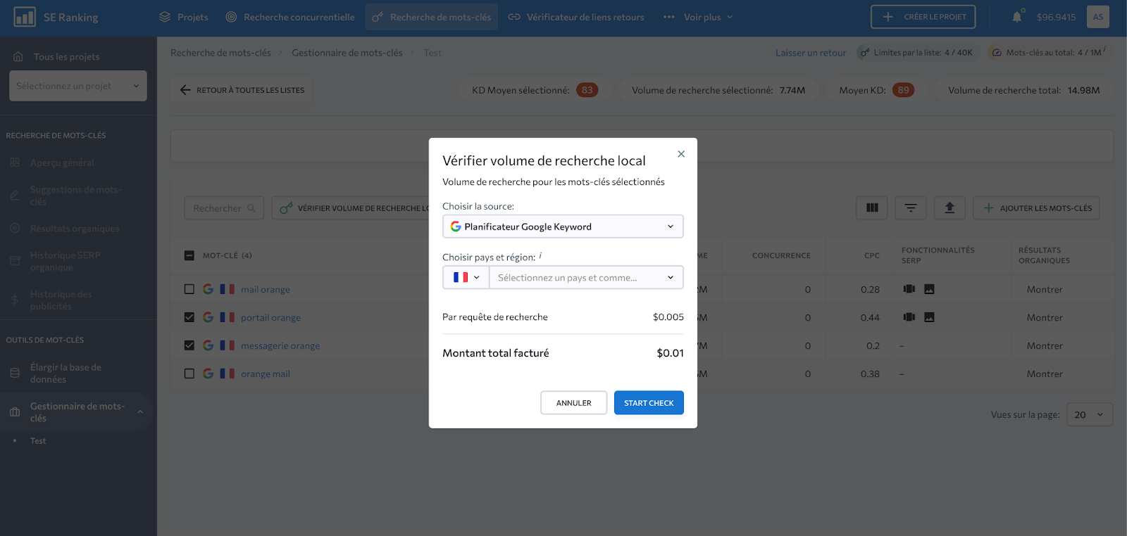 Volume de recherche local